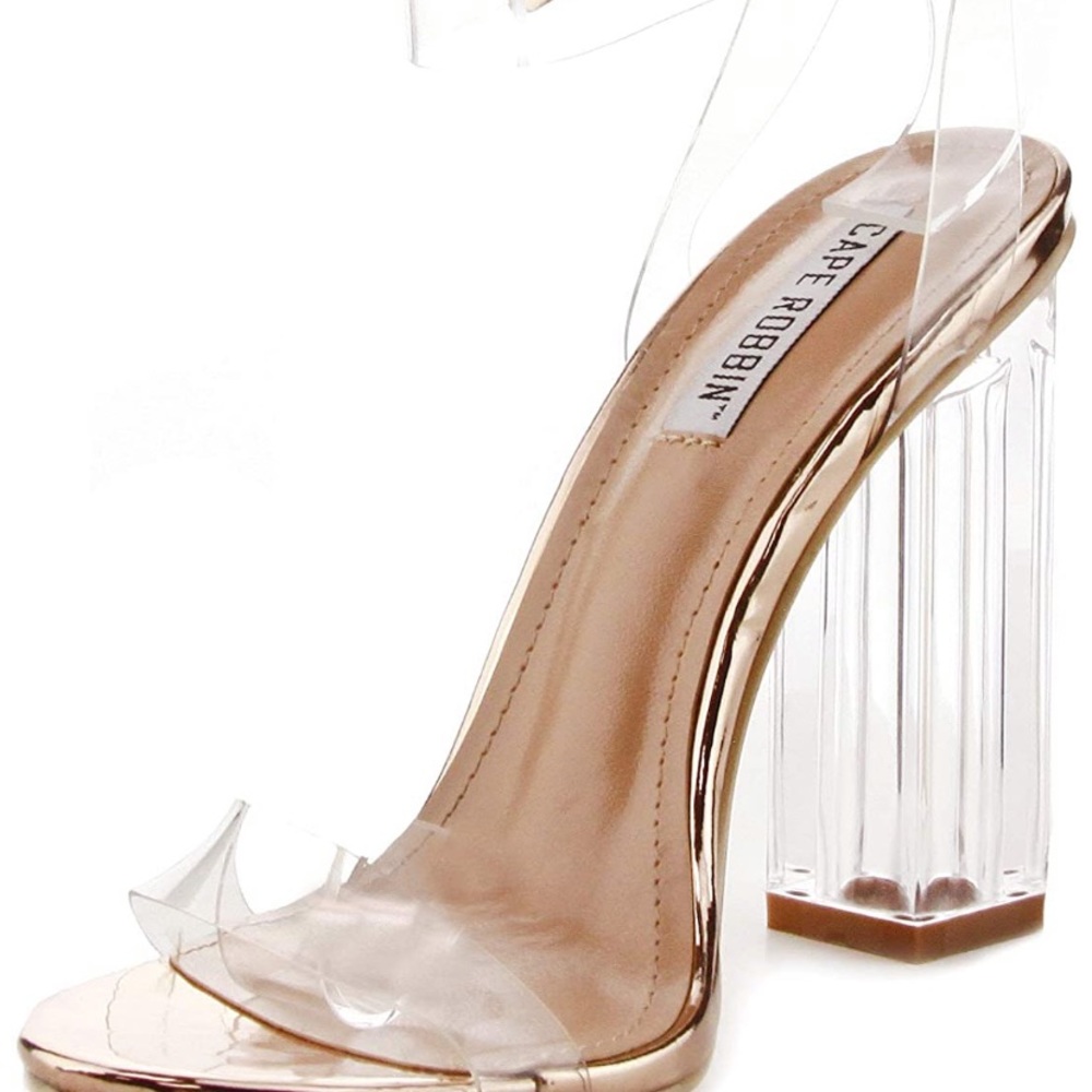 Cape Robbin Maria-2 Clear Chunky Block High Heels